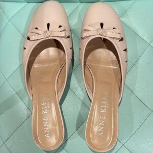 Anne Klein Women's Pink Beige Mules with Cutout Design